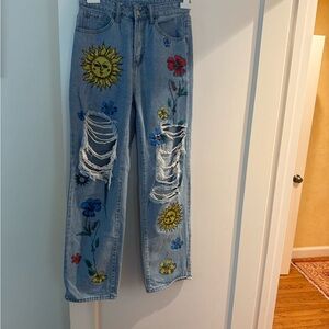 Floral Embroidered Women's Jeans